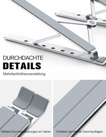 Ergonomischer Laptop-Ständer aus Aluminium – Höhenverstellbar, falt- und tragbar – Bild 5